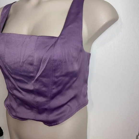 Wild Fable Party Purple Cropped cocktail Tank #1017 - Picture 3 of 6